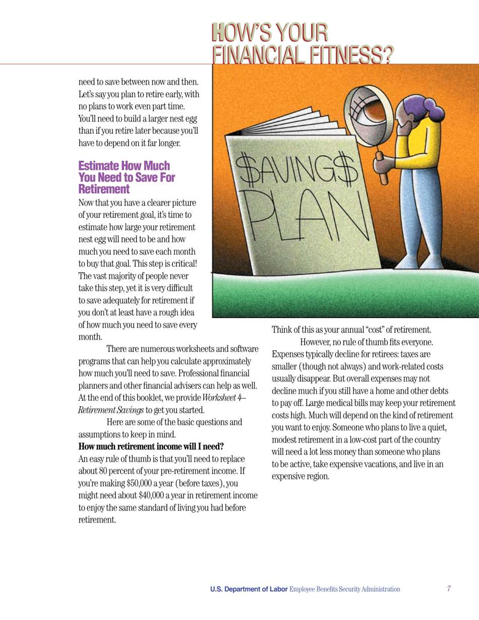 Savings Fitness: a Guide to Your Money and Your Financial Future, Page 9