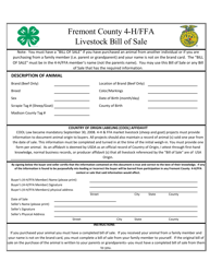 Document preview: 4-h/Ffa Livestock Bill of Sale - Fremont County, Idaho