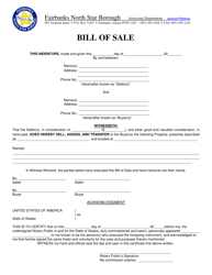 Mobile Home Bill of Sale - Fairbanks North Star Borough, Alaska