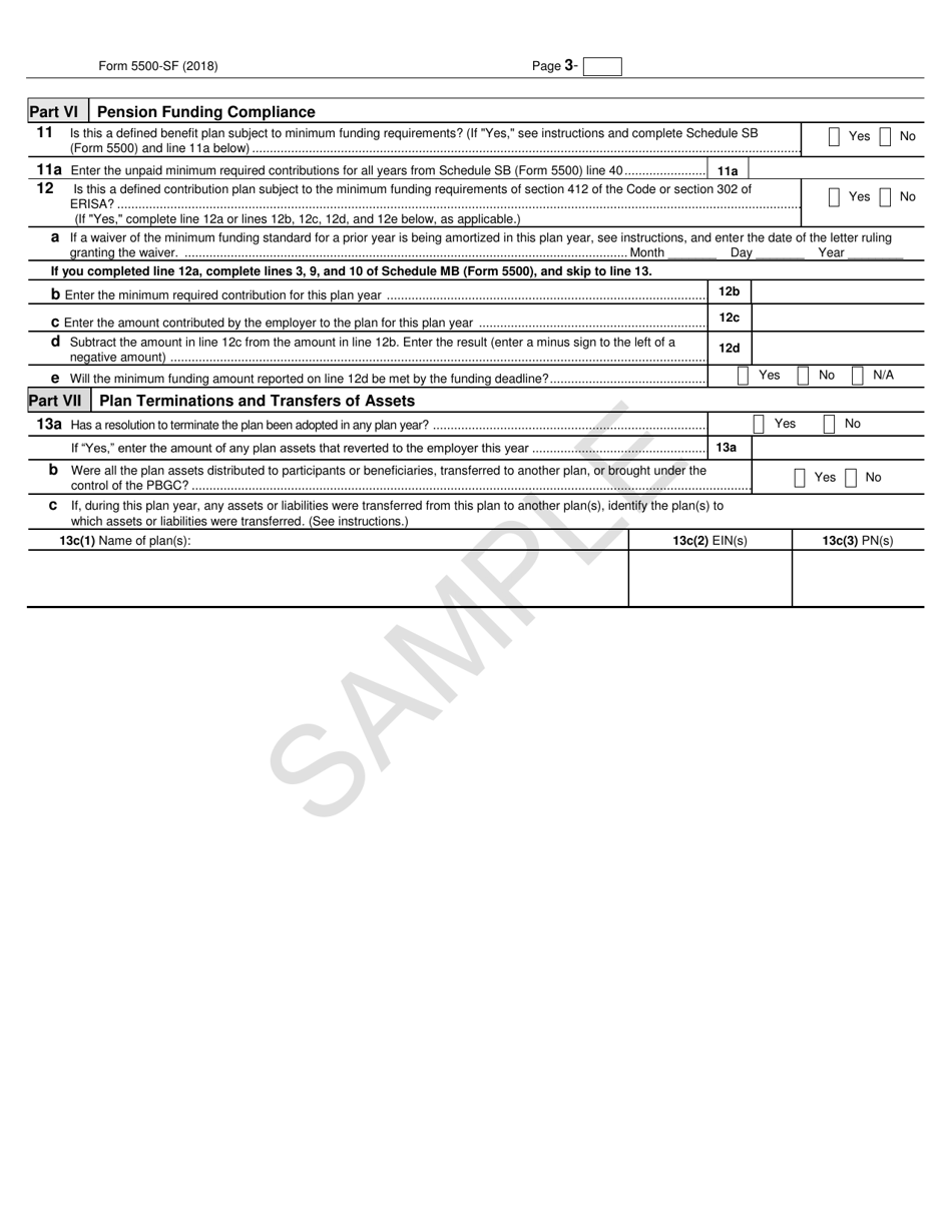Form 5500-SF Short Form Annual Return / Report of Small Employee Benefit Plan, Page 3