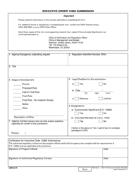 OMB Form 83-R &quot;Executive Order 12866 Submission&quot;