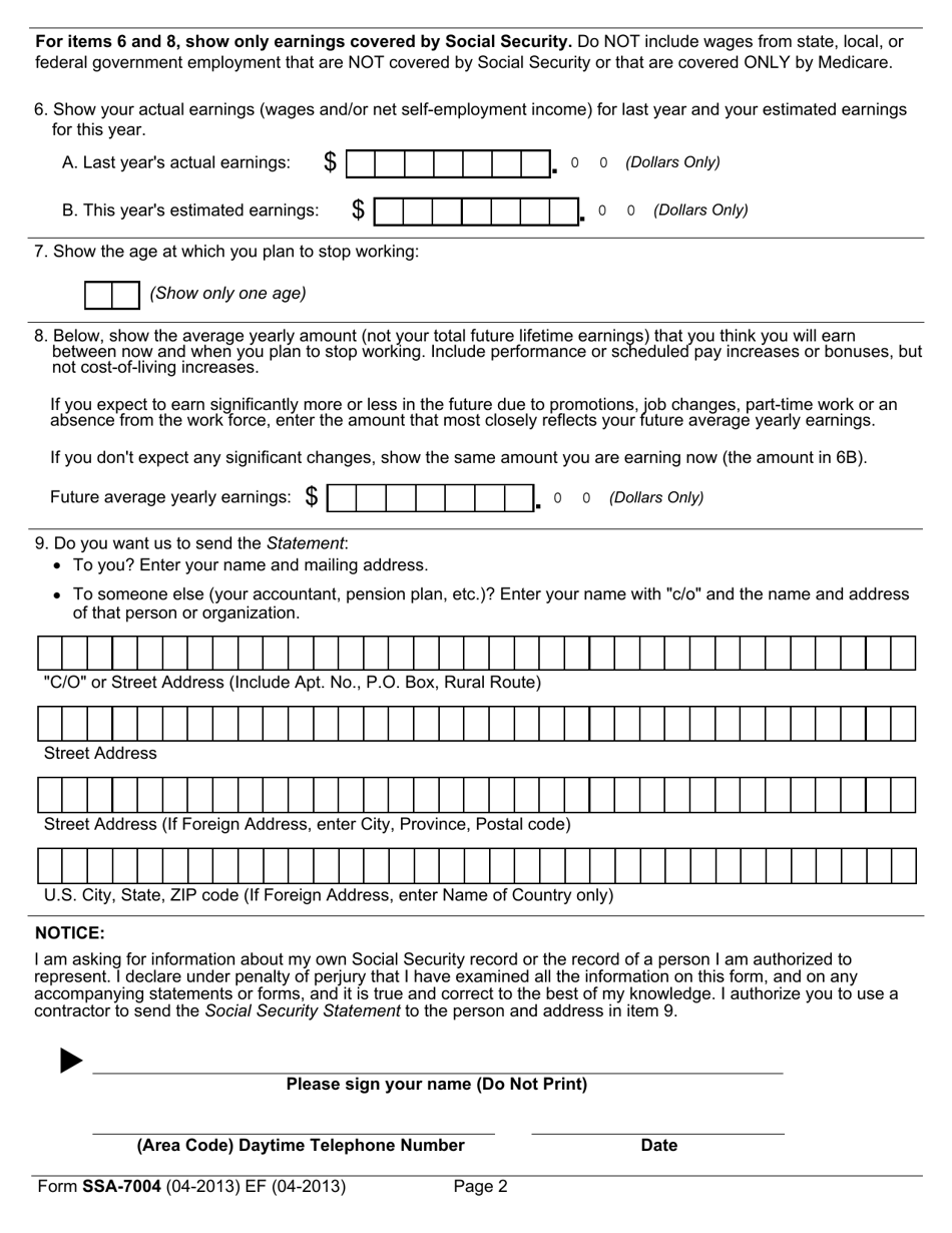 Form Ssa 7004 Fill Out Sign Online And Download Fillable Pdf Templateroller 6441