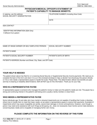 Form SSA-787 &quot;Physician's/Medical Officer's Statement of Patient's Capability to Manage Benefits&quot;