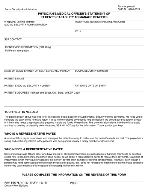 Ssa 787 Printable Form Printable Blank World
