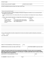 Form SSA-787 Physician&#039;s/Medical Officer&#039;s Statement of Patient&#039;s Capability to Manage Benefits, Page 2