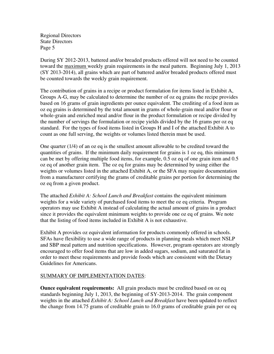 Sp 30-2012 - Grain Requirements for the National School Lunch Program and School Breakfast Program, Page 5