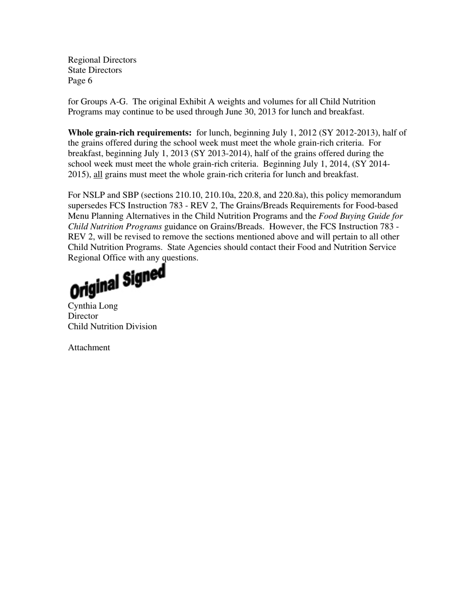 Sp 30-2012 - Grain Requirements for the National School Lunch Program and School Breakfast Program, Page 6