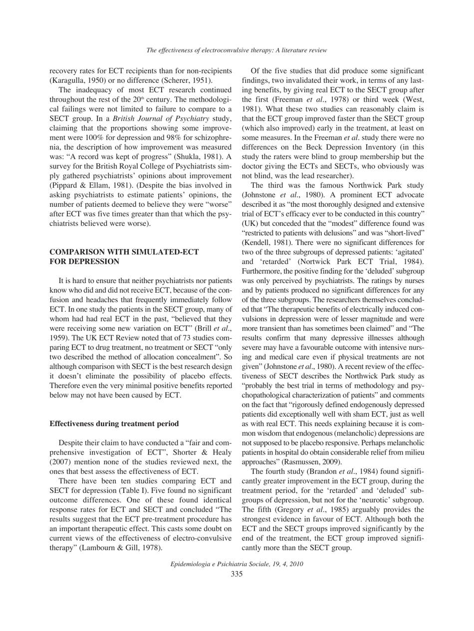 The Effectiveness of Electroconvulsive Therapy: a Literature Review, John Read, Richard P. Bentall, Page 3