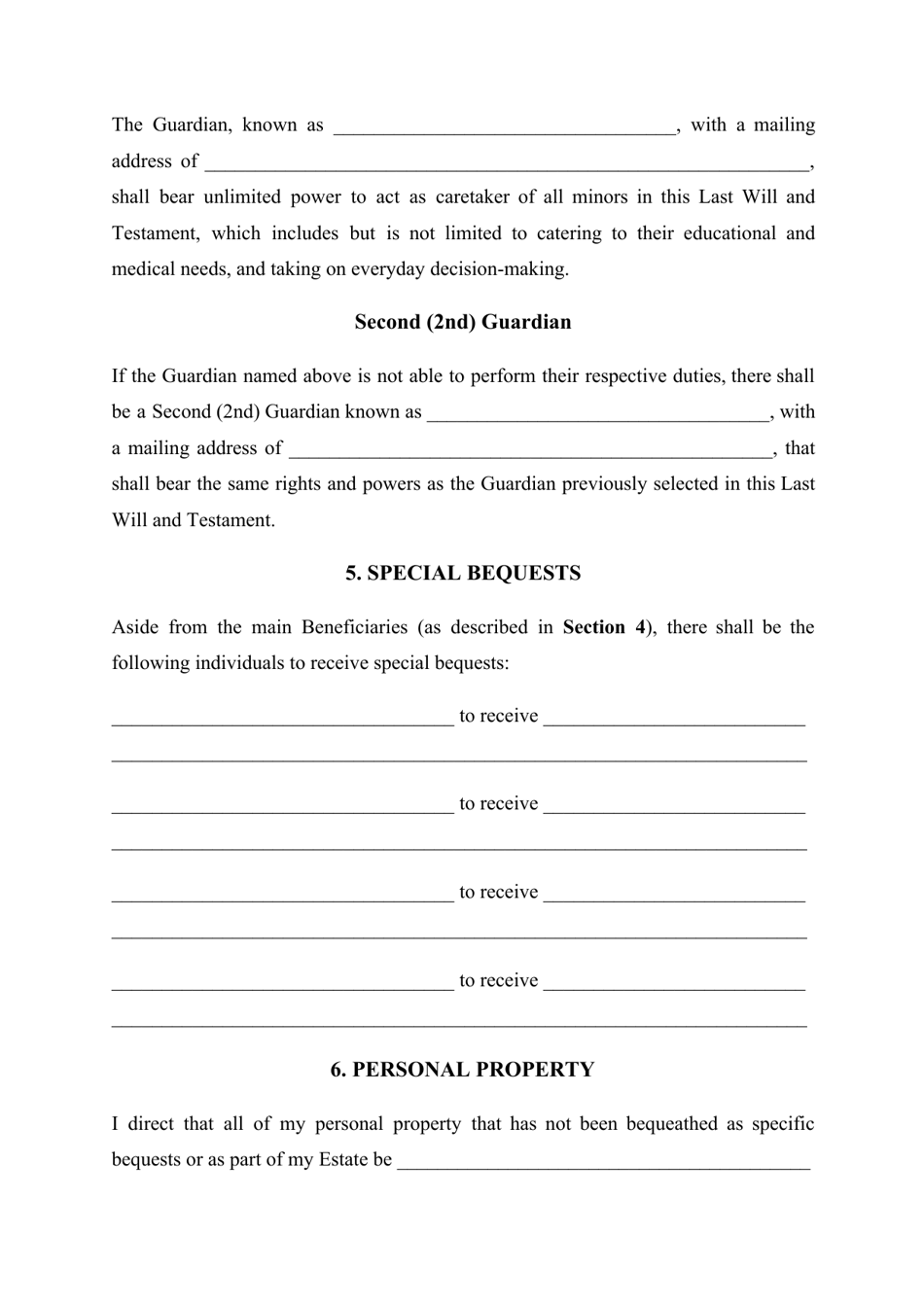 Arizona Last Will and Testament Template Download Printable PDF