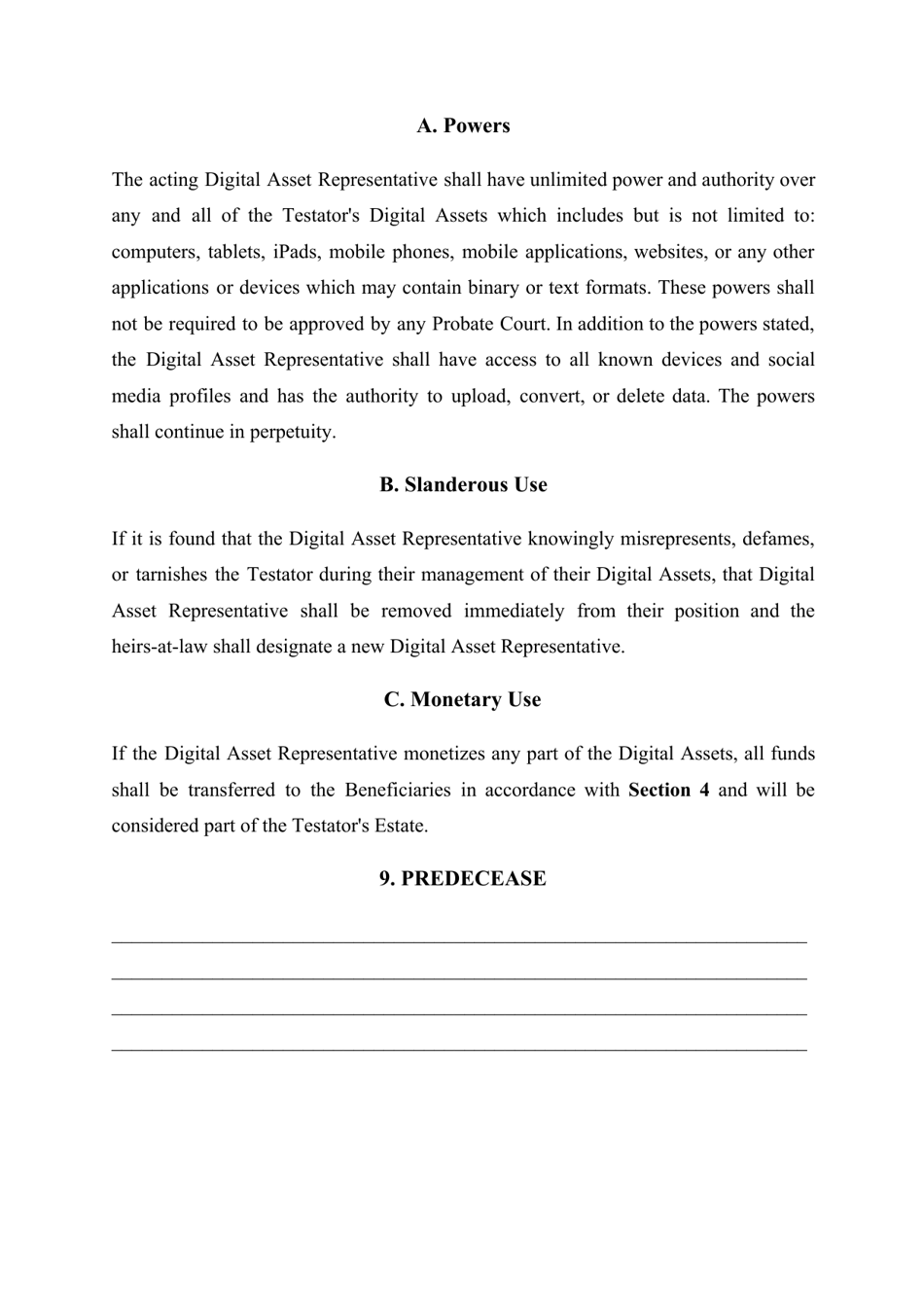 Last Will and Testament Template - Connecticut, Page 8