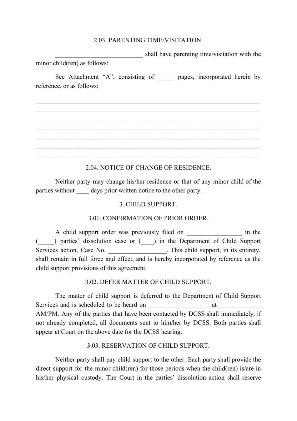 Divorce Agreement Template, Page 3