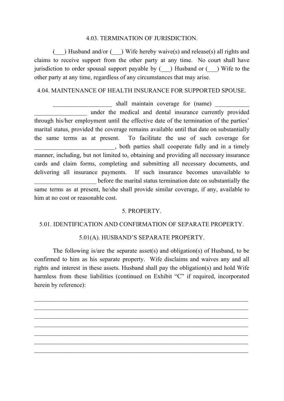 Divorce Agreement Template, Page 7