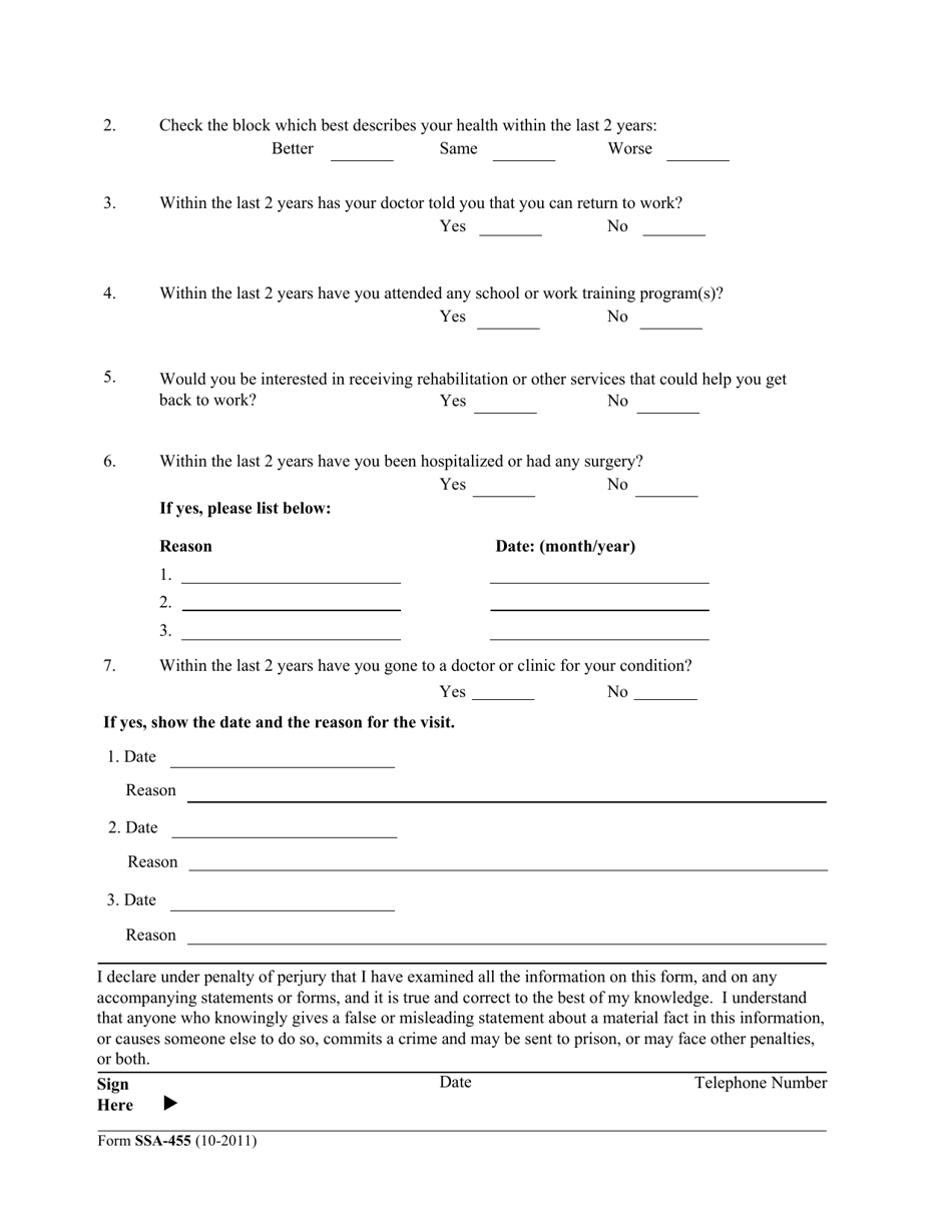 Form SSA 455 Fill Out Sign Online And Download Printable PDF Templateroller