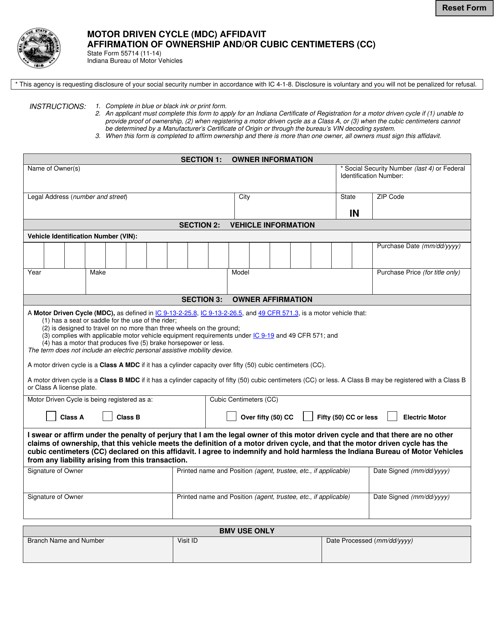 State Form 55714  Printable Pdf