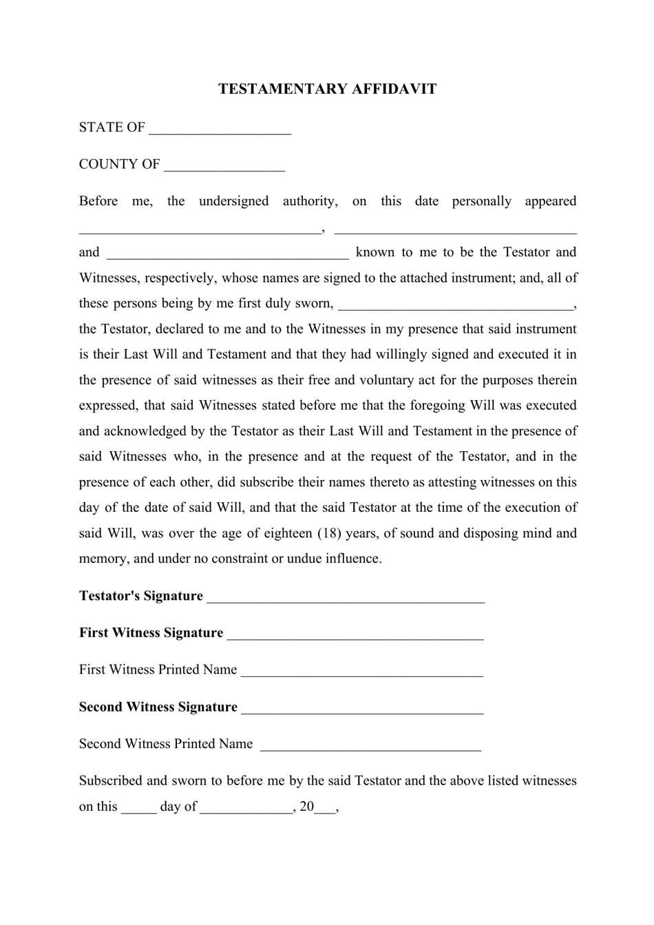 Last Will and Testament Template - Indiana, Page 15