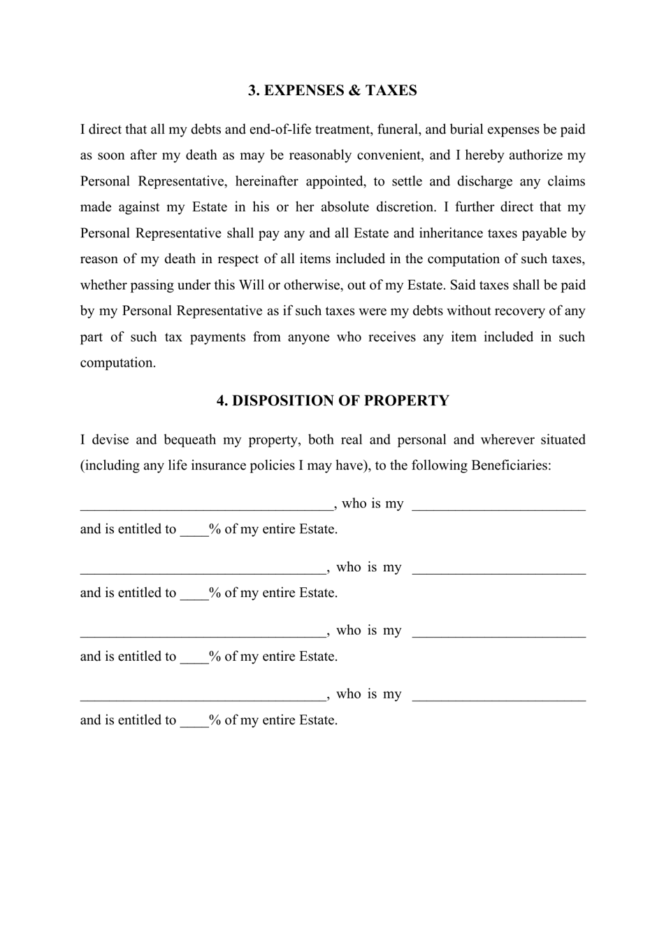 Maryland Last Will And Testament Template Download Printable Pdf Templateroller 2733