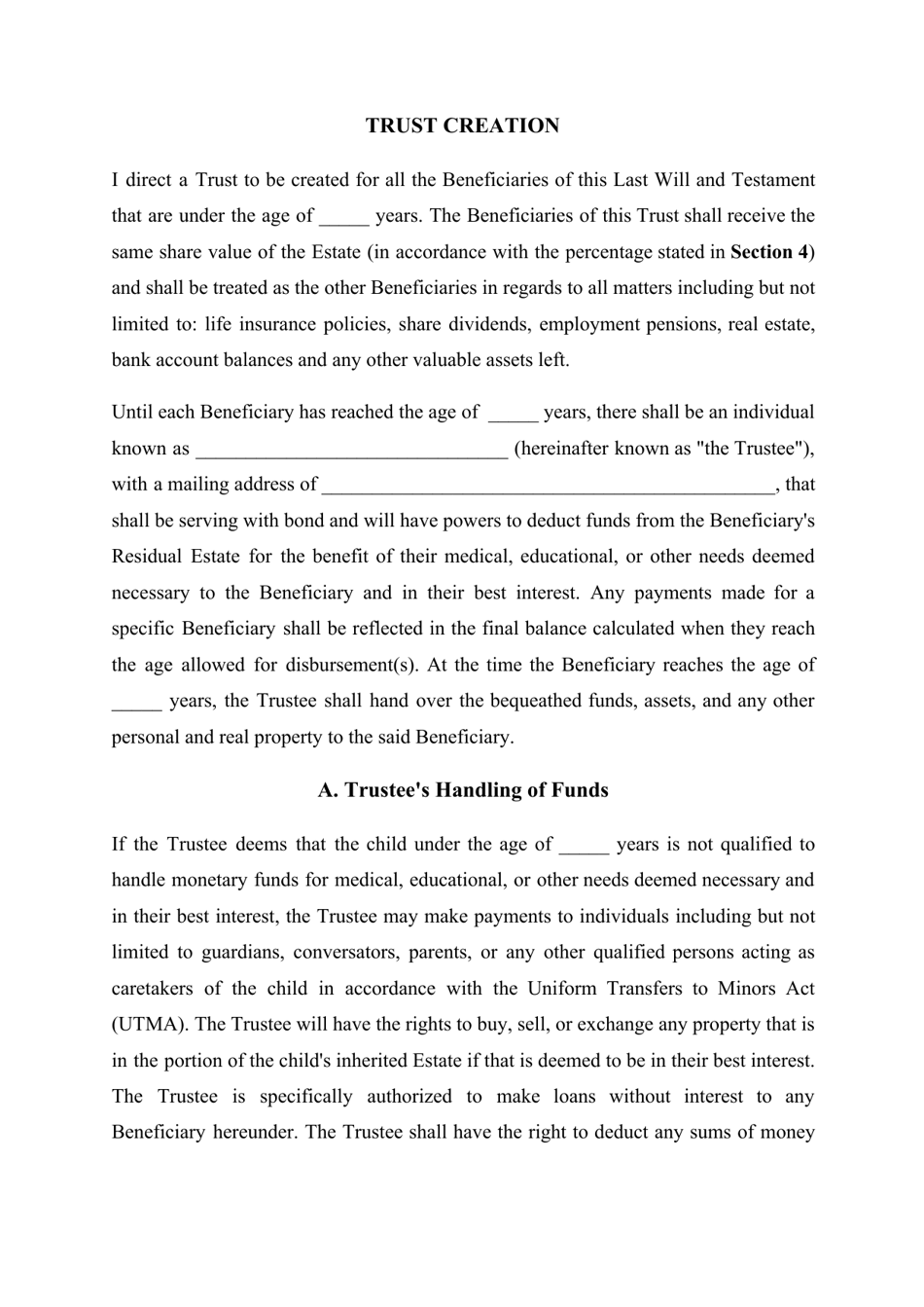 Last Will and Testament Template - Maryland, Page 3