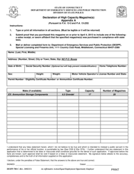 Document preview: Form DESPP-788-C Declaration of High Capacity Magazine(S) Appendix a - Connecticut