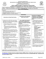 Form DPS-799-C Pistol Permit/Eligibility Certificate Application - Connecticut