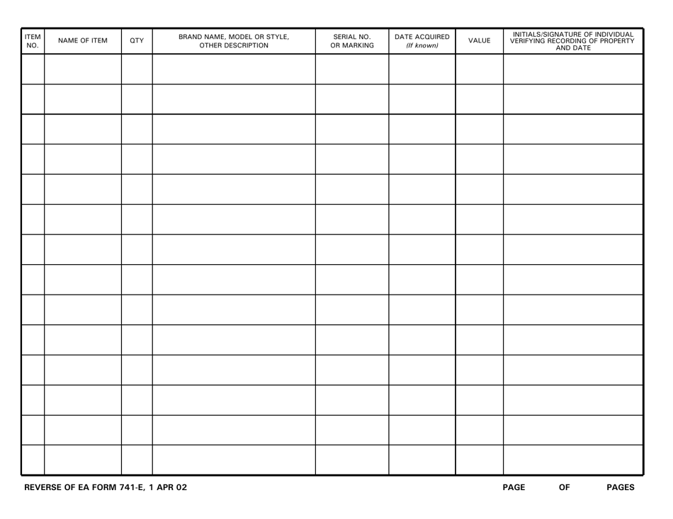 Personal Property Record, Page 2