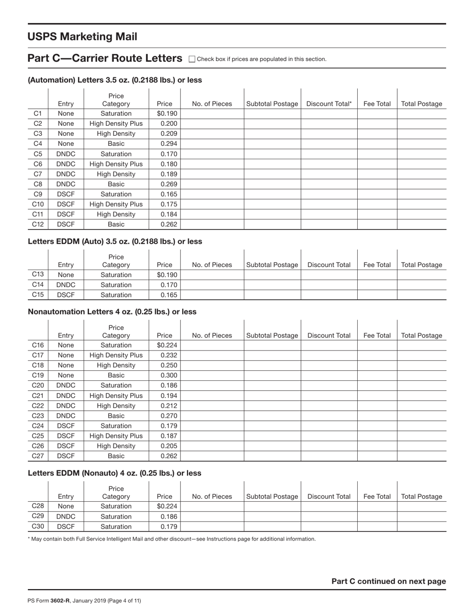 PS Form 3602-R Postage Statement - USPS Marketing Mail, Page 4