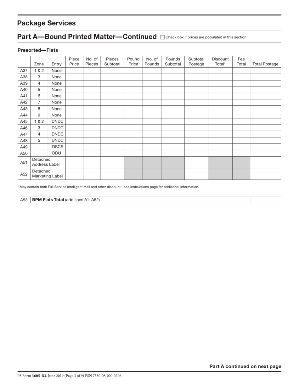 PS Form 3605-R Postage Statement - Package Services, Page 3