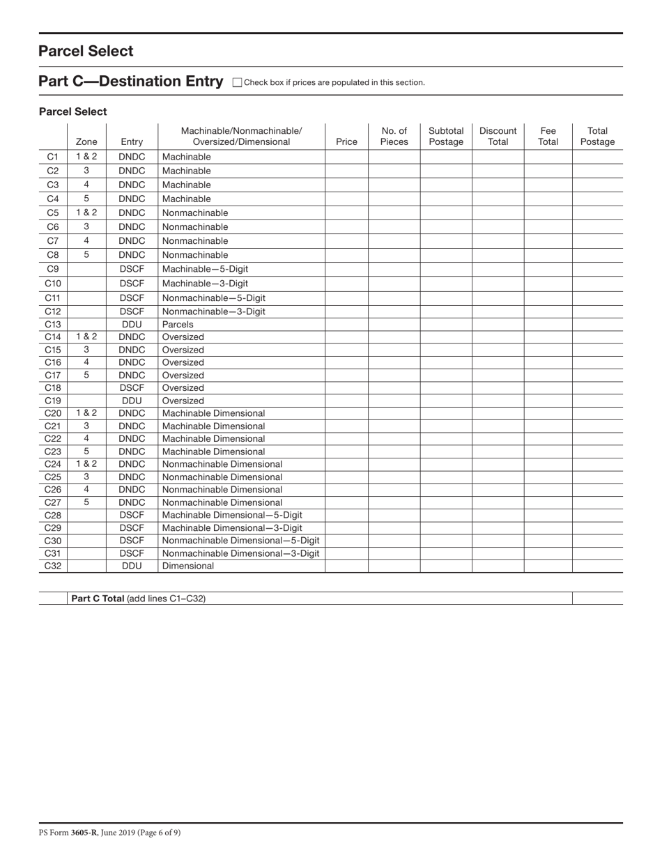PS Form 3605-R Postage Statement - Package Services, Page 6