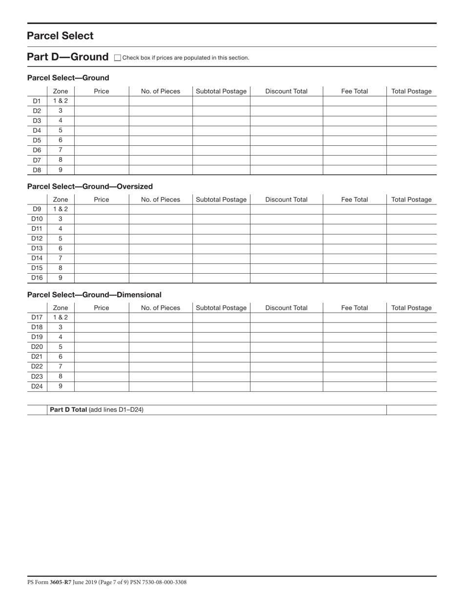 PS Form 3605-R Postage Statement - Package Services, Page 7