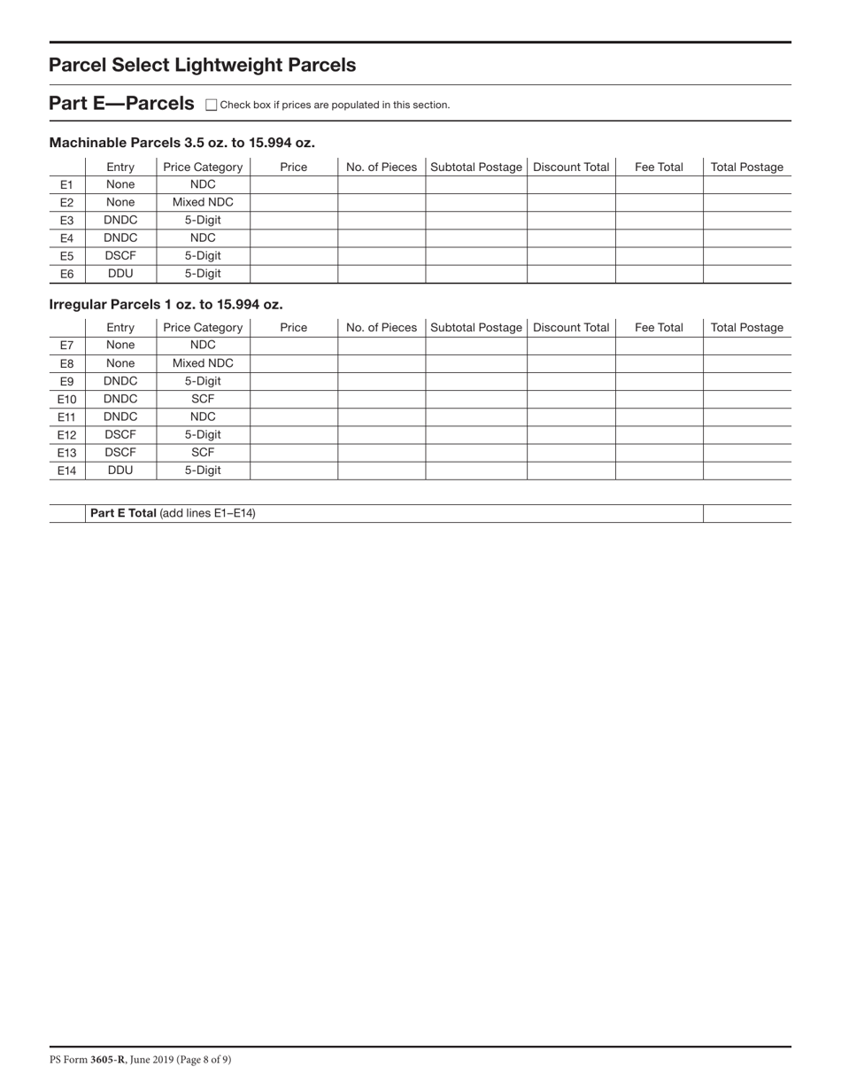 PS Form 3605-R Postage Statement - Package Services, Page 8