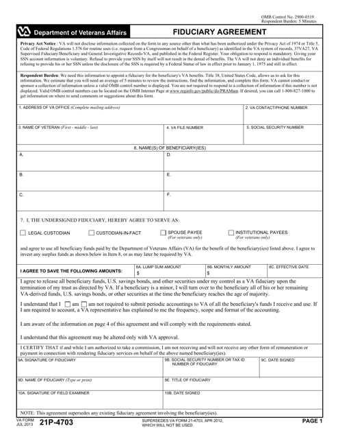 VA Form 21P-4703  Printable Pdf