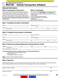 Document preview: Form RUT-49 Vehicle Transaction Affidavit - Illinois