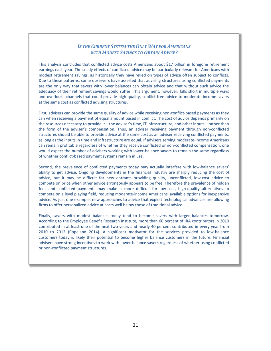 The Effects of Conflicted Investment Advice on Retirement Savings, Page 22