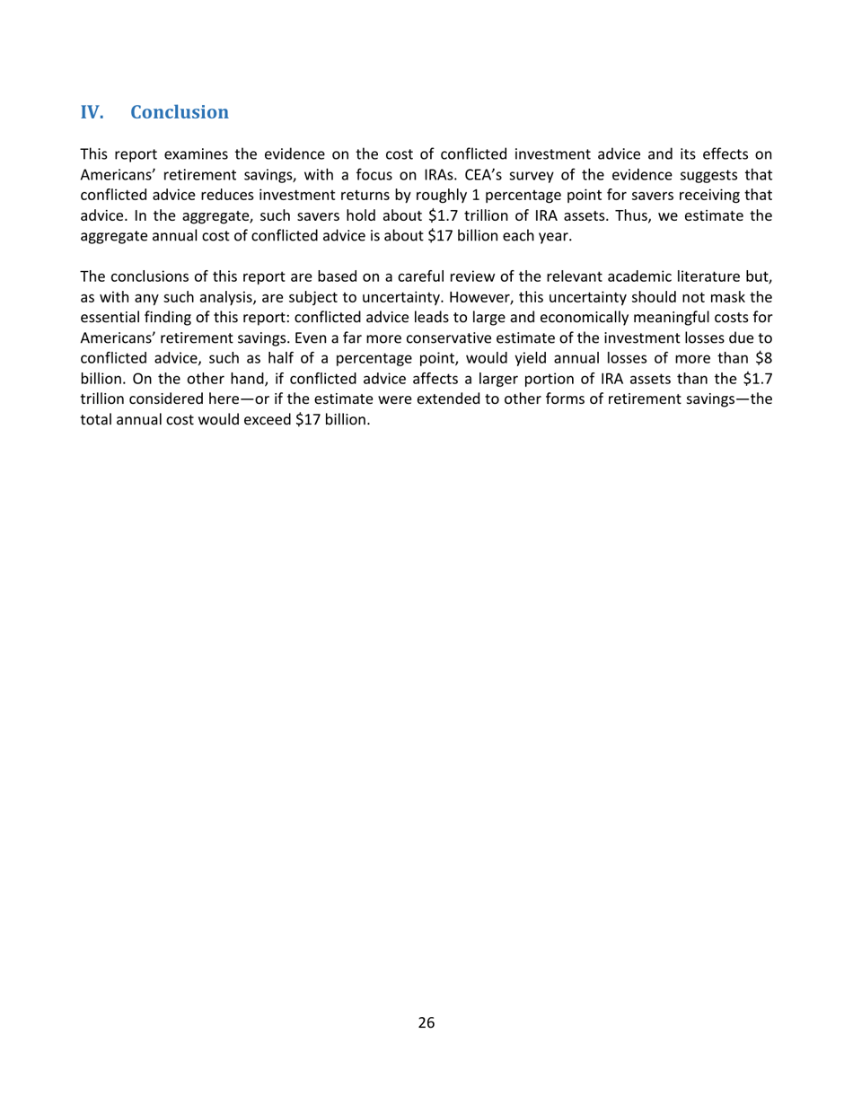The Effects of Conflicted Investment Advice on Retirement Savings, Page 27