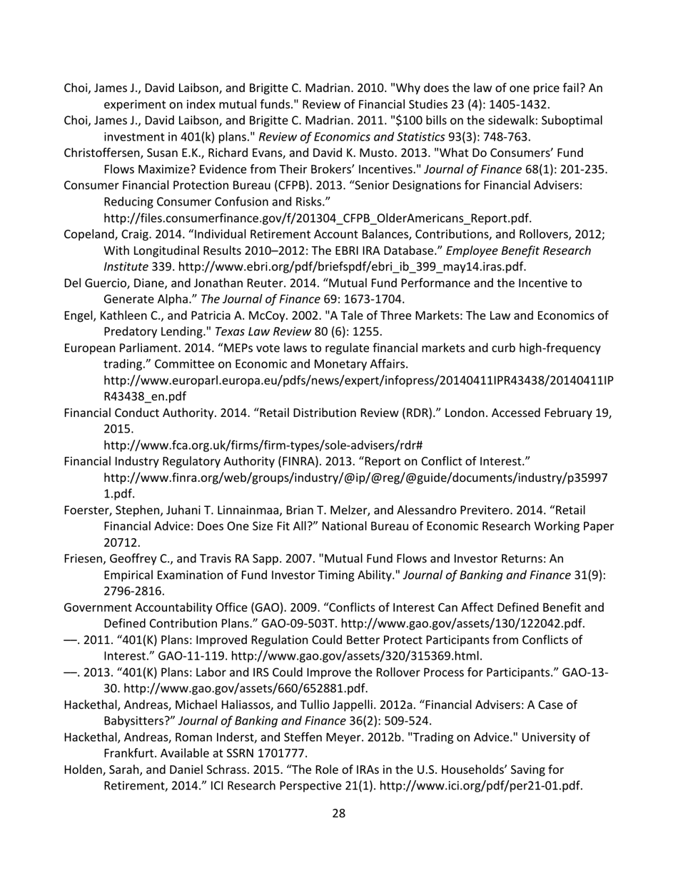 The Effects of Conflicted Investment Advice on Retirement Savings, Page 29