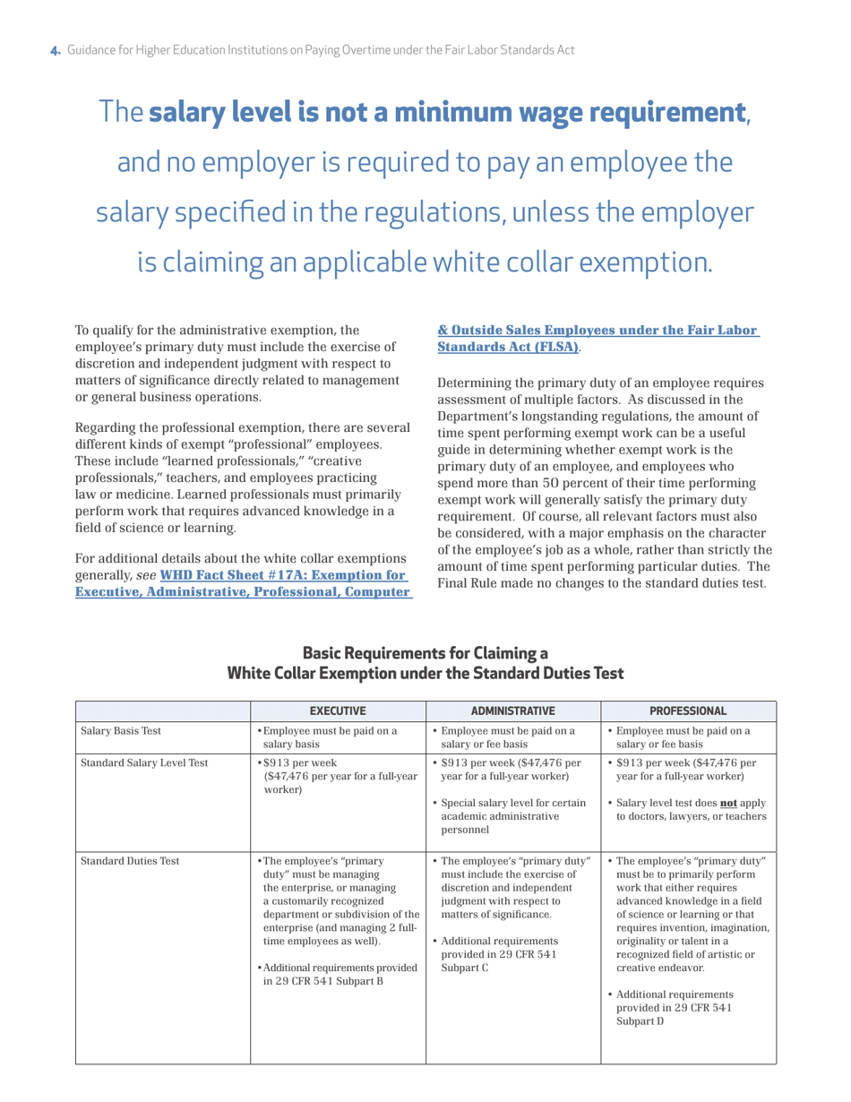 Guidance for Higher Education Institutions on Paying Overtime Under the