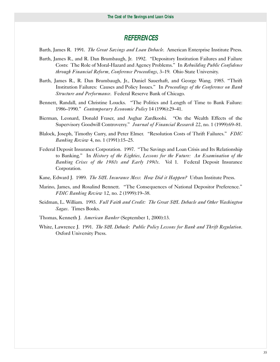 The Cost of the Savings and Loan Crisis: Truth and Consequences - Timothy Curry, Lynn Shibut, Page 10
