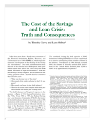 The Cost of the Savings and Loan Crisis: Truth and Consequences - Timothy Curry, Lynn Shibut