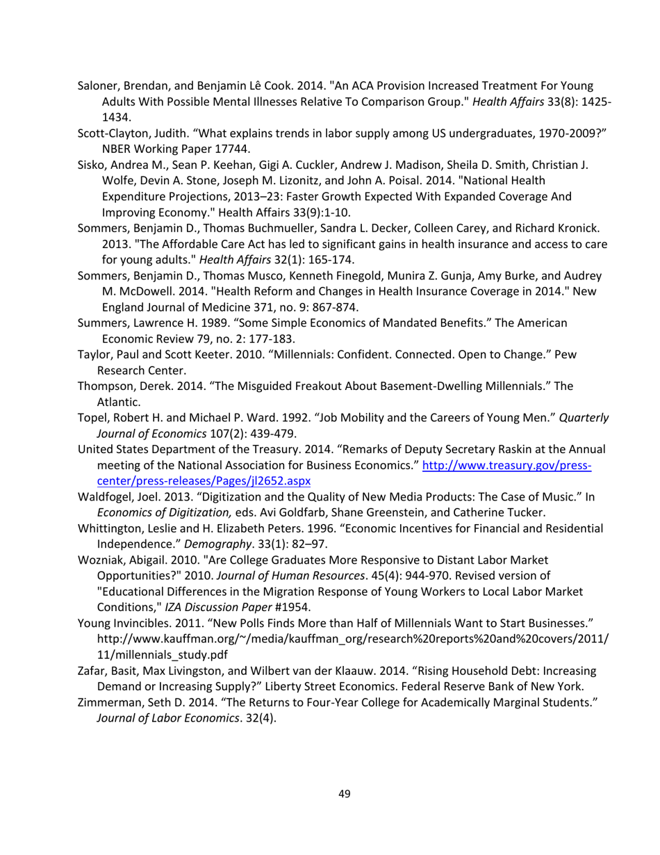 15 Economic Facts About Millennials - the Council of Economic Advisers, Page 49