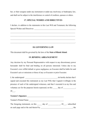 Last Will and Testament Template - Rhode Island, Page 13