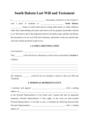 &quot;Last Will and Testament Template&quot; - South Dakota