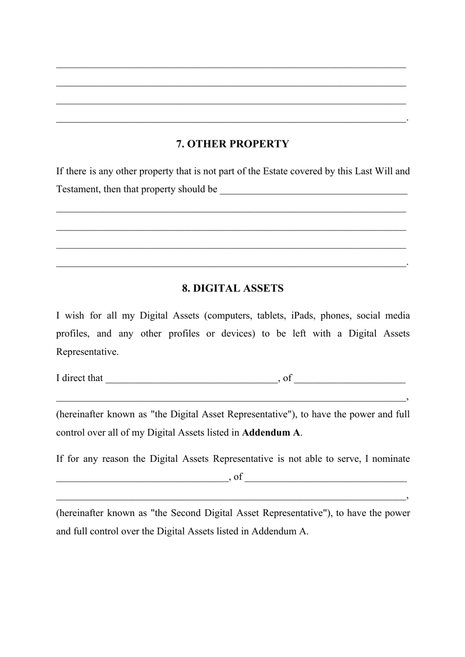 Tennessee Last Will and Testament Template Download Printable PDF