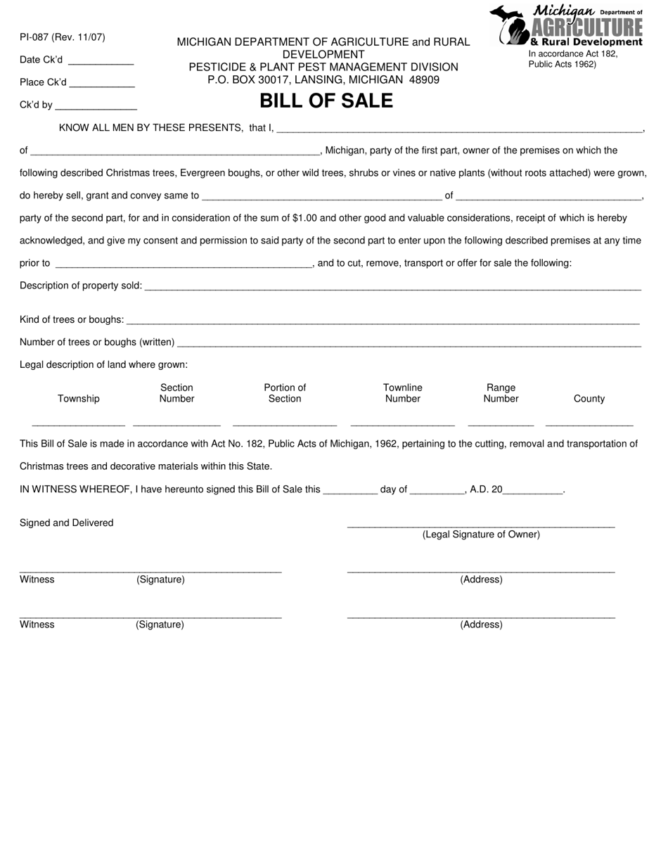 Form Pi-087 - Fill Out, Sign Online And Download Printable Pdf 