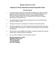 Form TR-52LR Request for Tr-52l Abandoned Vehicle/Vessel Bill of Sale - Michigan, Page 2
