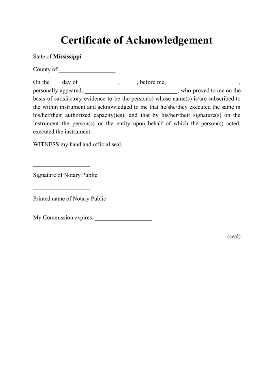Motor Vehicle Bill of Sale Form - Mississippi, Page 4