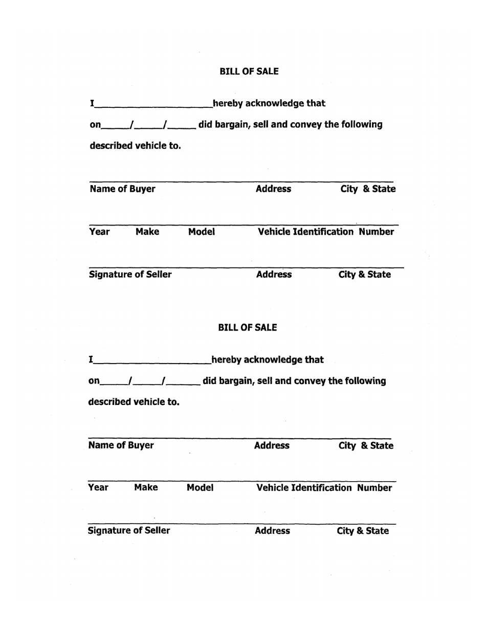 Harrison County, Mississippi Vehicle Bill of Sale Fill Out, Sign