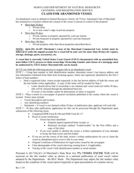 Instructions for DNR Form B-117 Claim for Abandoned Vessel - Maryland