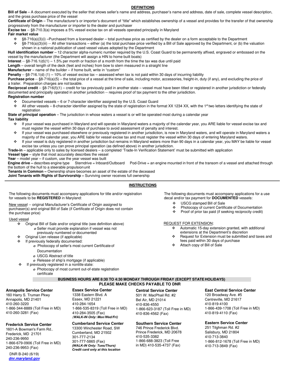 DNR Form B-240 - Fill Out, Sign Online and Download Fillable PDF ...