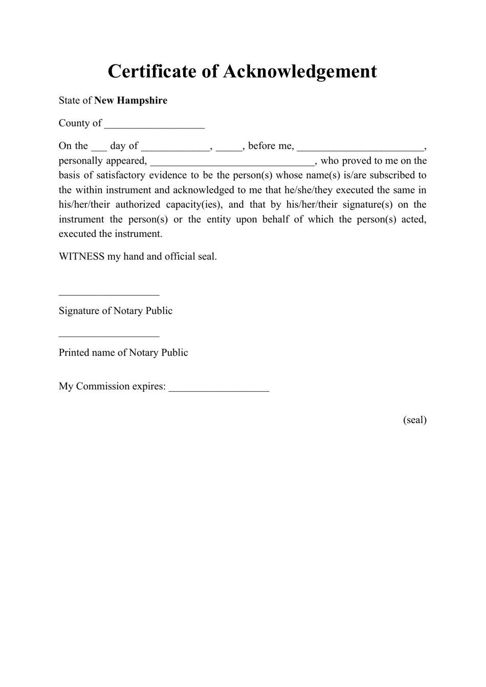 Boat Bill of Sale Form - New Hampshire, Page 3