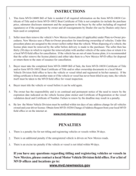 Form MVD-10009 Bill of Sale for Vehicle or Vessel - New Mexico, Page 2