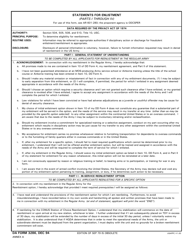 DA Form 3286 Statements for Enlistment